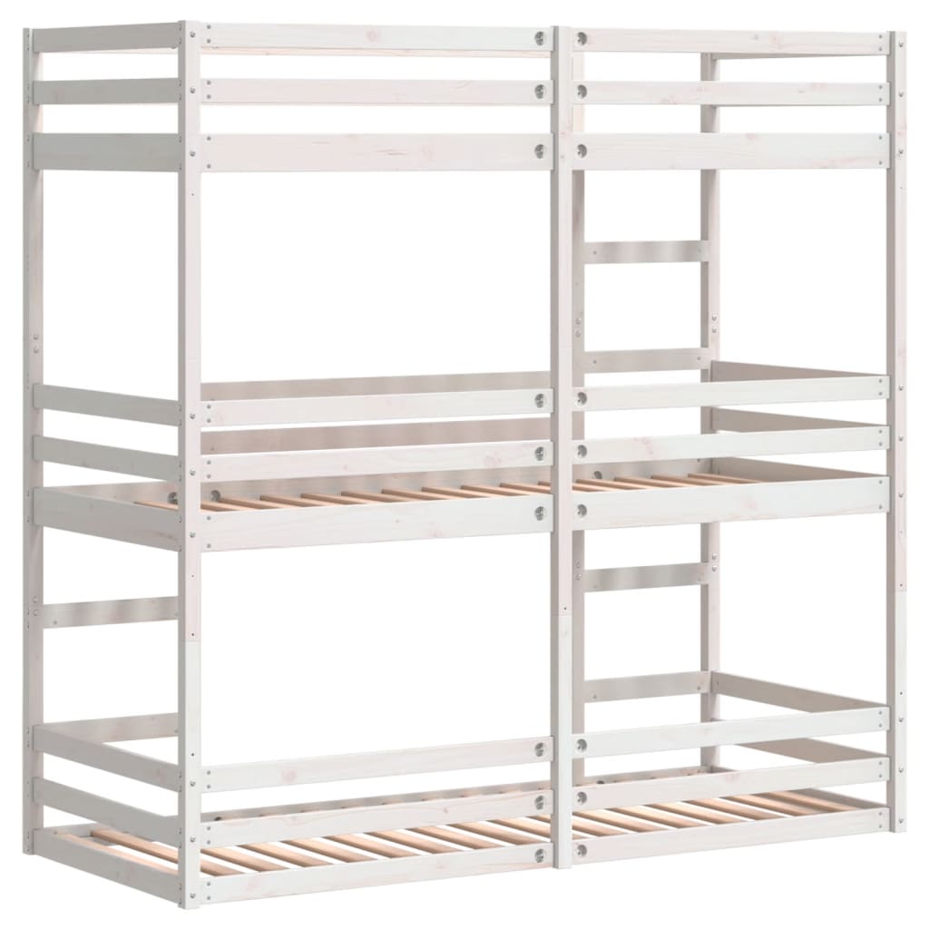 Trippel køyeseng hvit 75x190 cm heltre furu