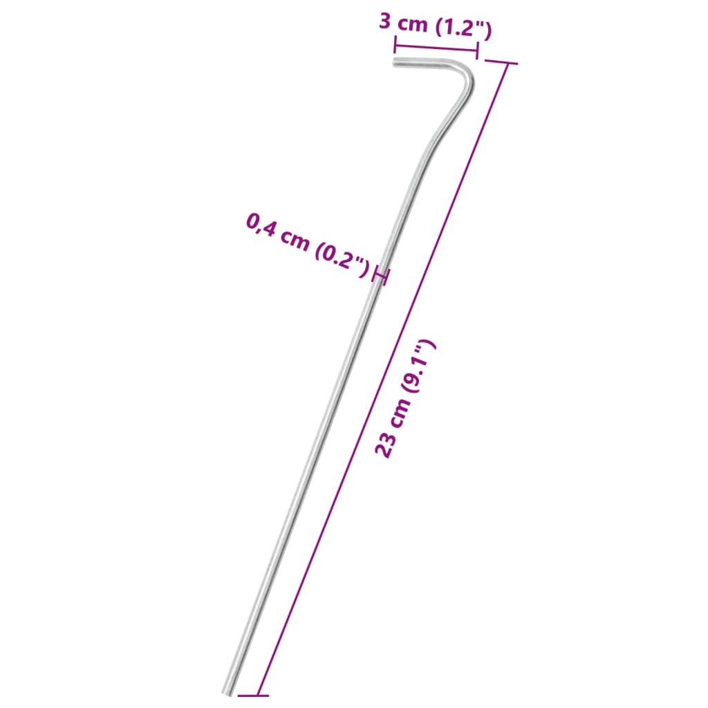 Teltplugger 25 stk 23 cm Ø4 mm galvanisert stål