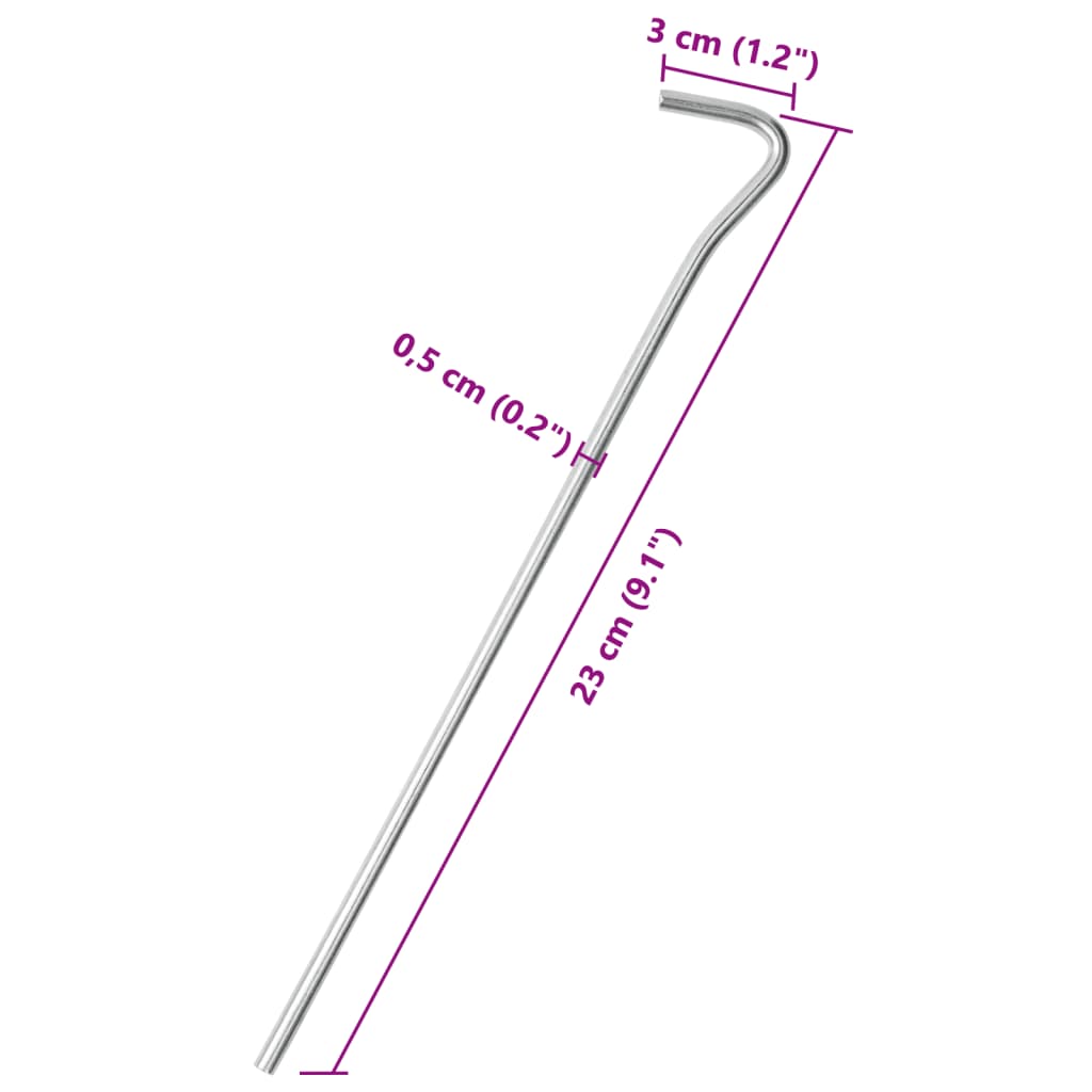 Teltplugger 25 stk 23 cm Ø5 mm galvanisert stål