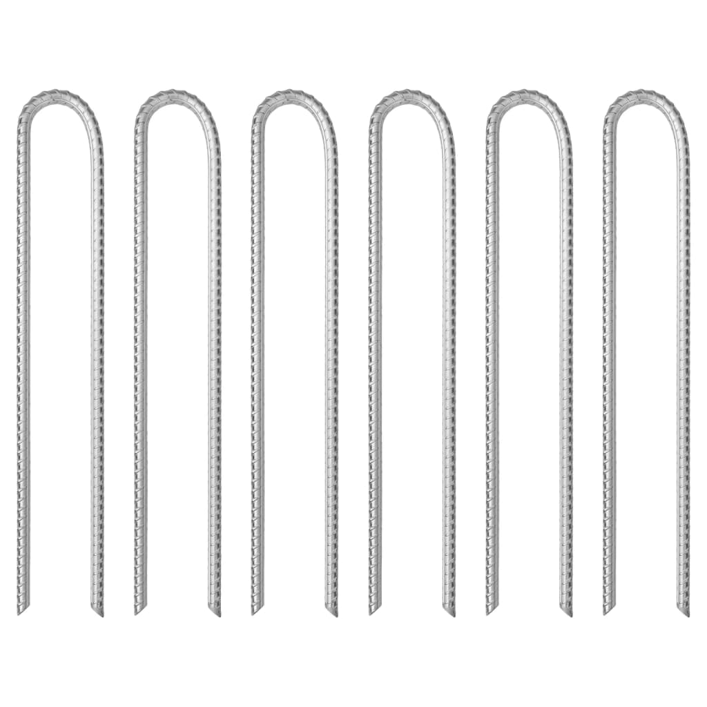 Teltplugger 6 stk U-formet 37 cm Ø10 mm galvanisert stål