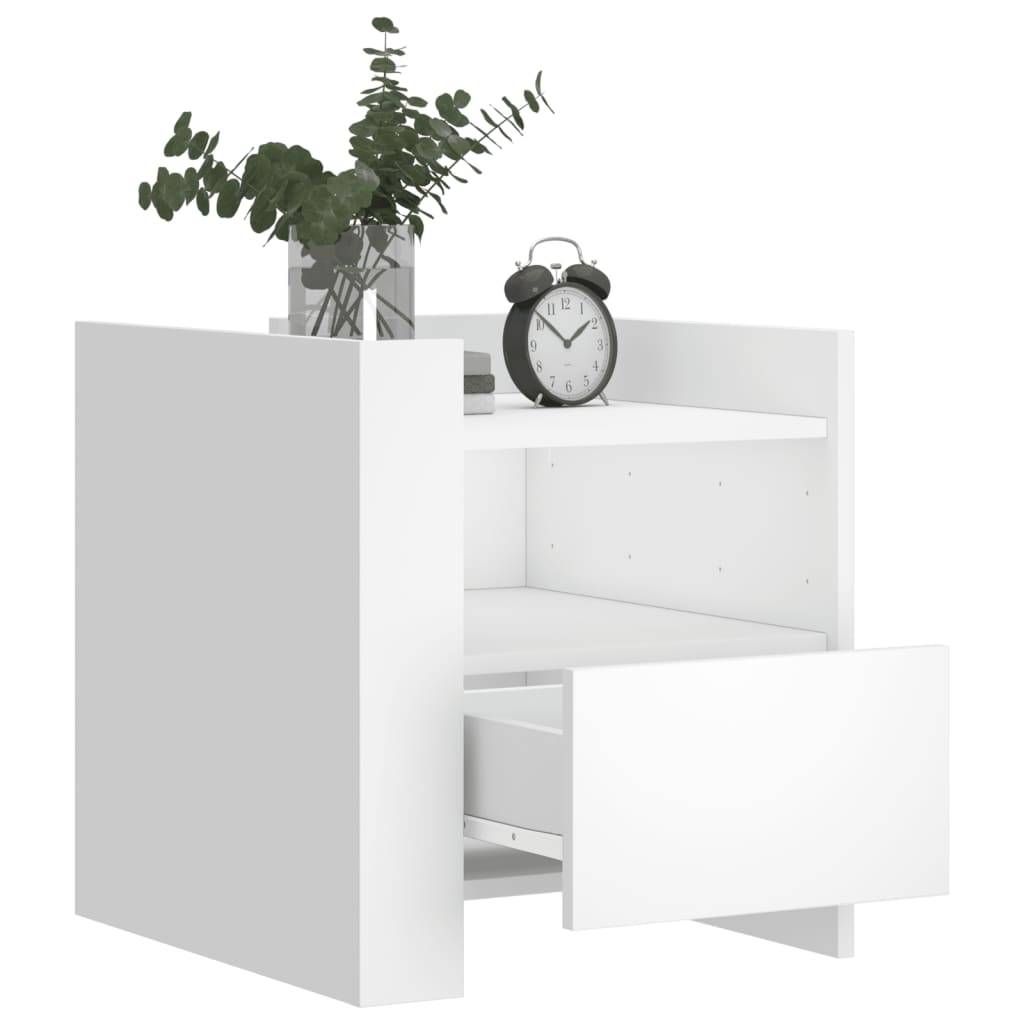 Nattbord hvit 45x50x50 cm konstruert tre