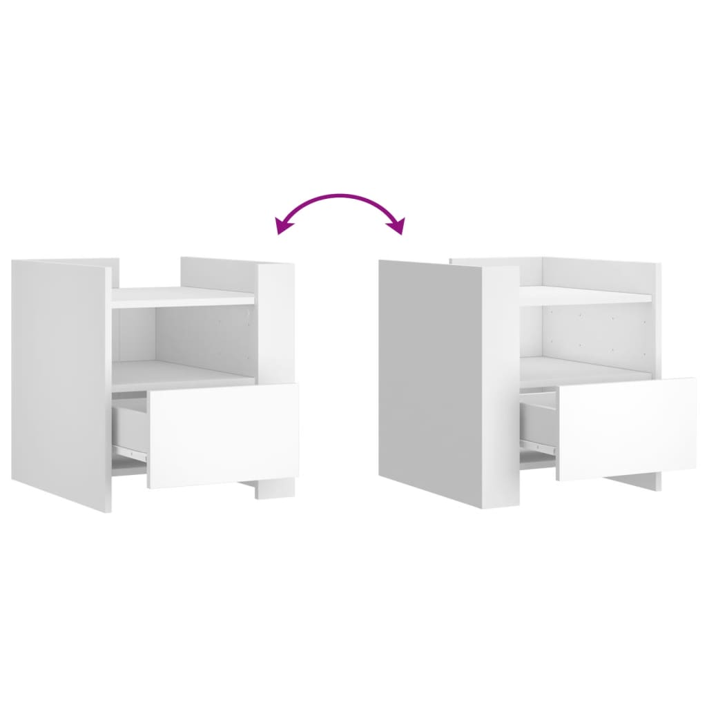 Nattbord hvit 45x50x50 cm konstruert tre
