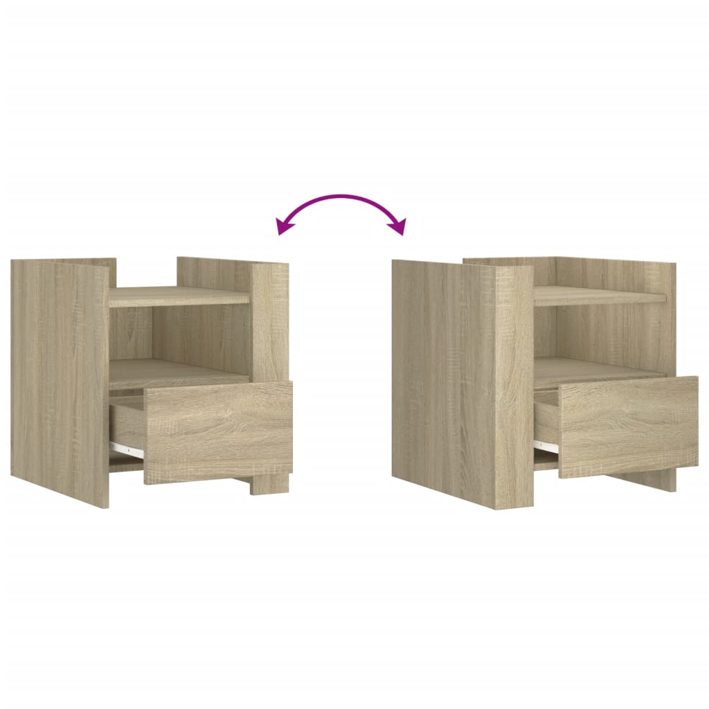 Nattbord 2 stk sonoma eik 45x50x50 cm konstruert tre