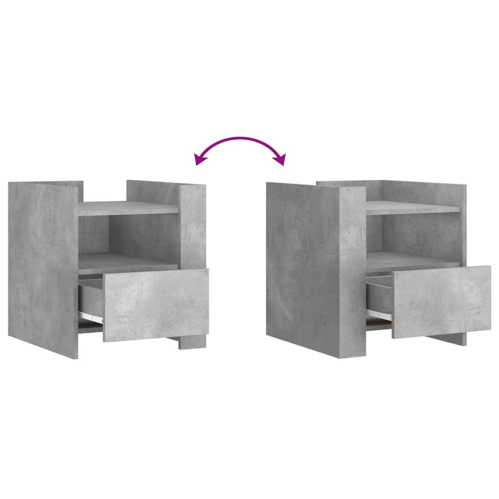 Nattbord betonggrå 45x50x50 cm konstruert tre