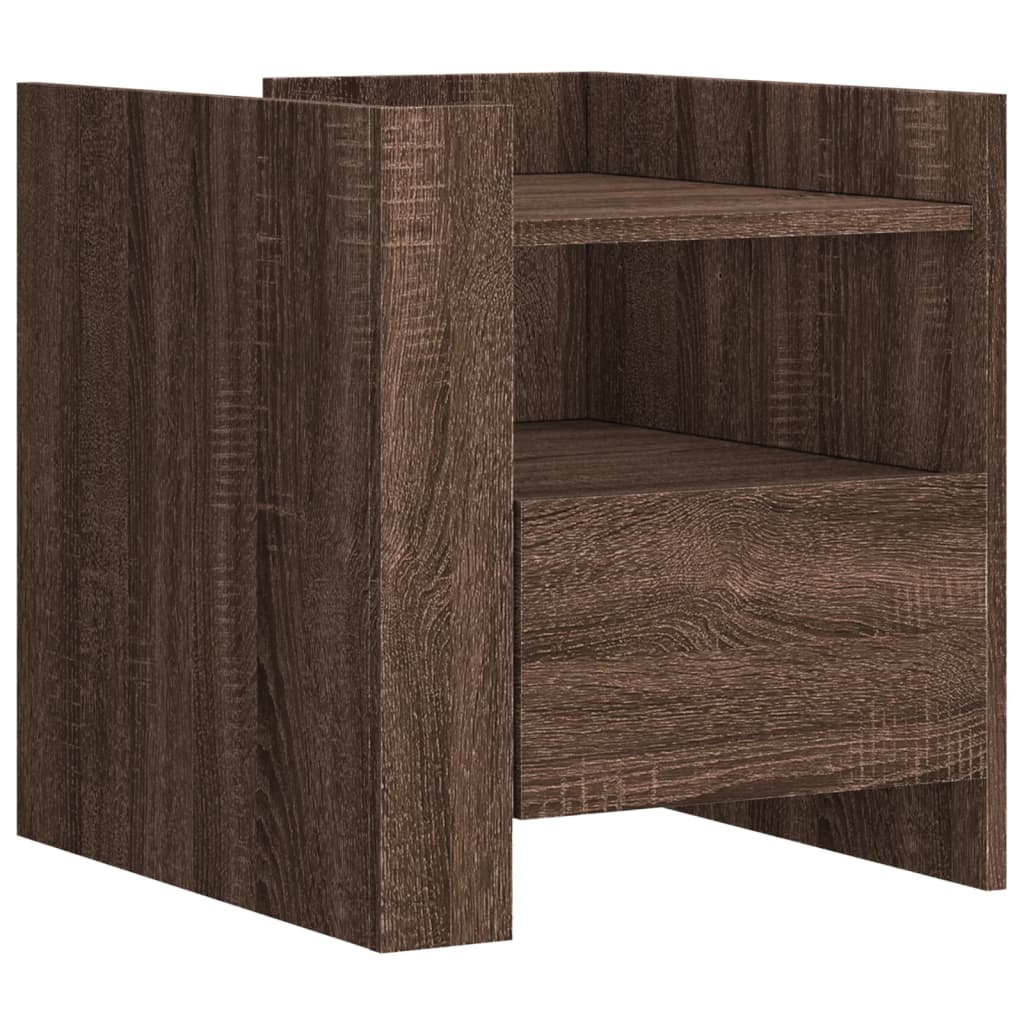 Nattbord brun eik 45x50x50 cm konstruert tre