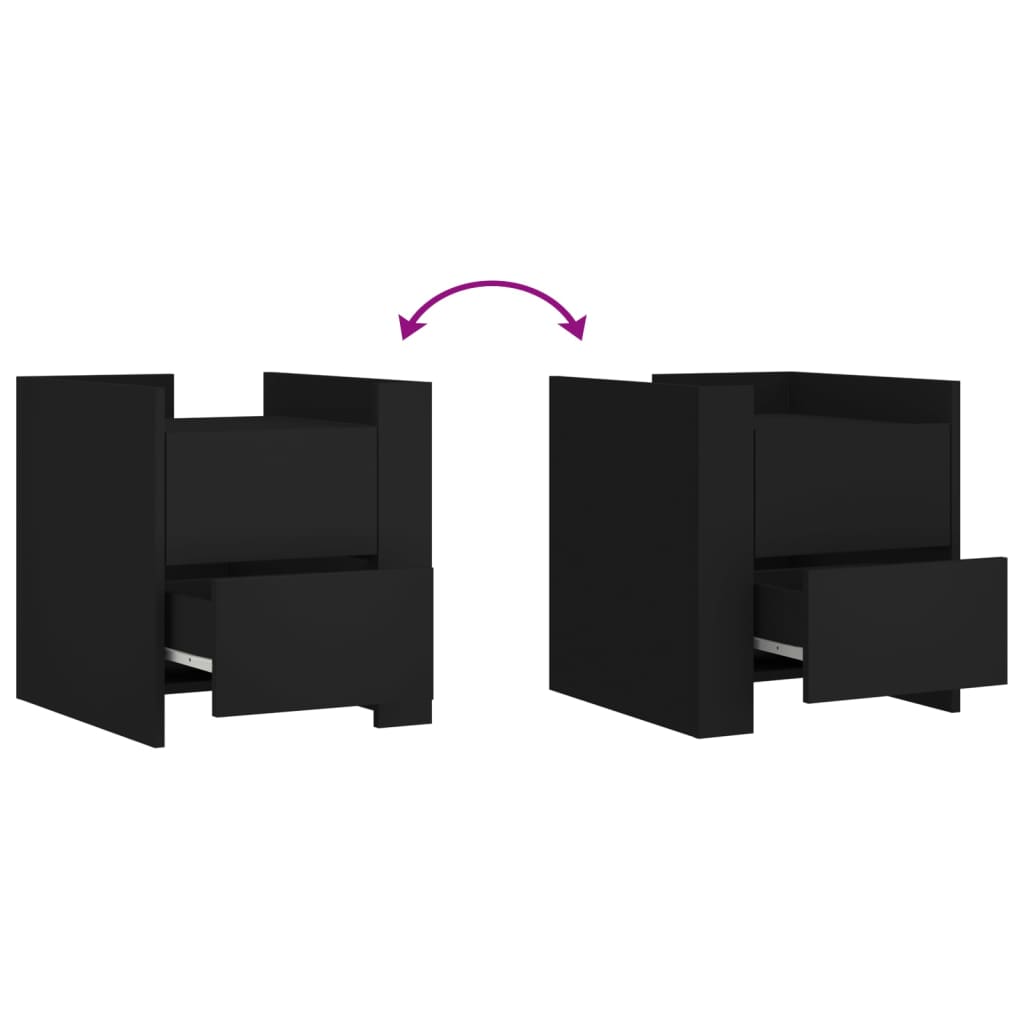 Nattbord svart 45x50x50 cm konstruert tre