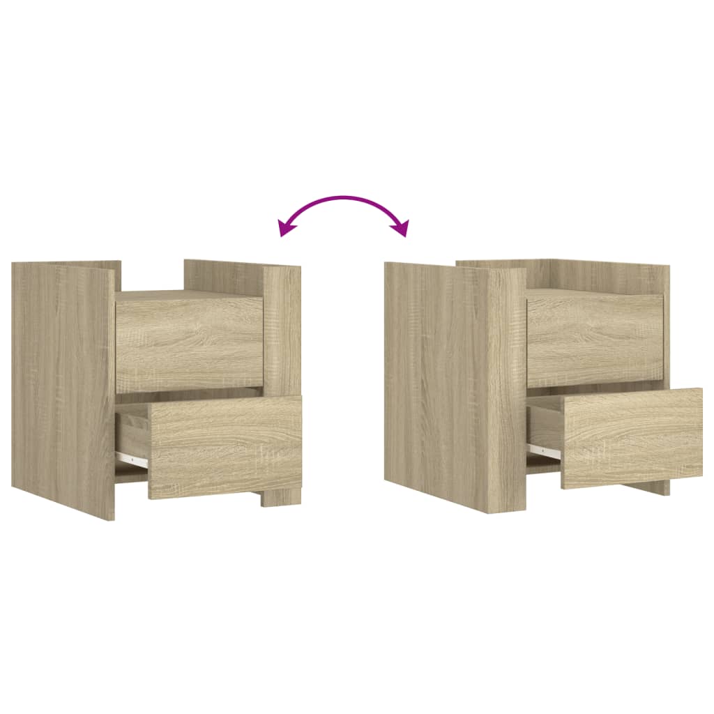 Nattbord 2 stk sonoma eik 45x50x50 cm konstruert tre