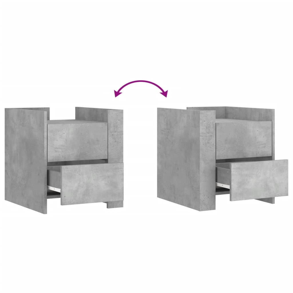 Nattbord betonggrå 45x50x50 cm konstruert tre