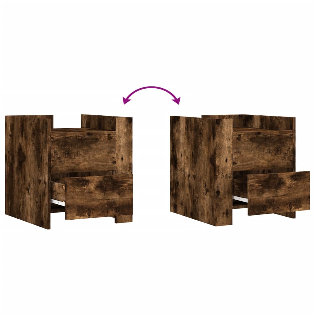 Nattbord røkt eik 45x50x50 cm konstruert tre