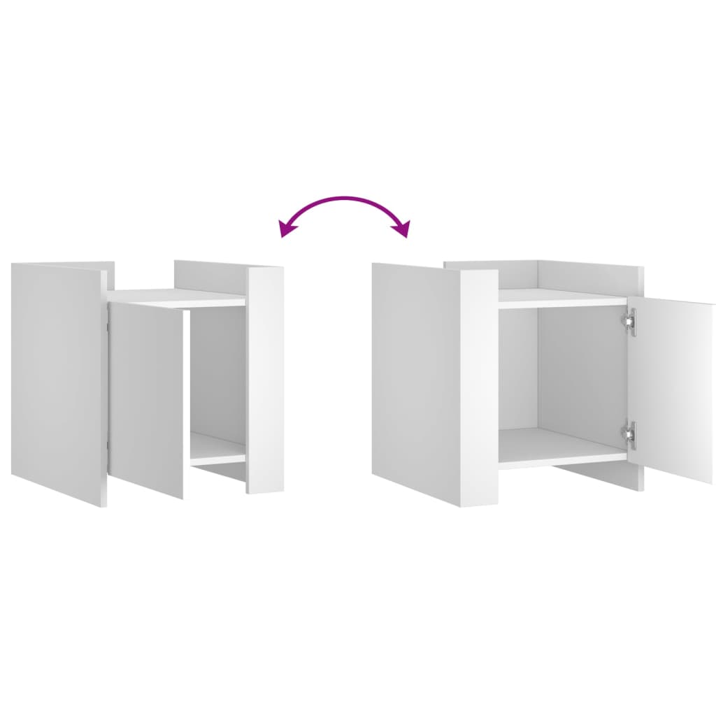 Nattbord hvit 45x50x50 cm konstruert tre