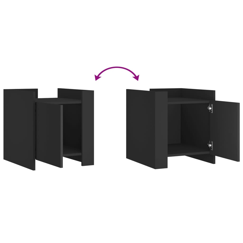 Nattbord svart 45x50x50 cm konstruert tre