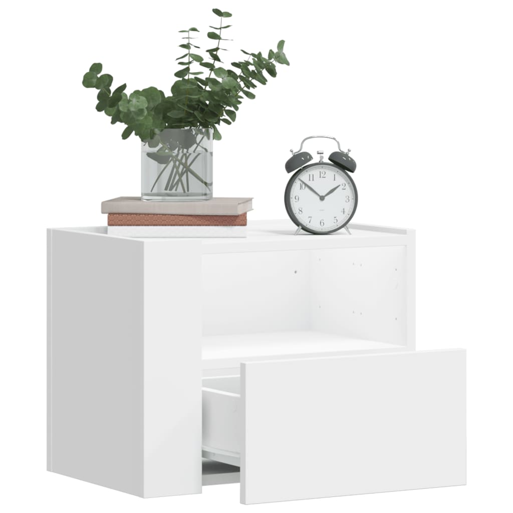 Veggmontert nattbord hvit 45x30x35 cm