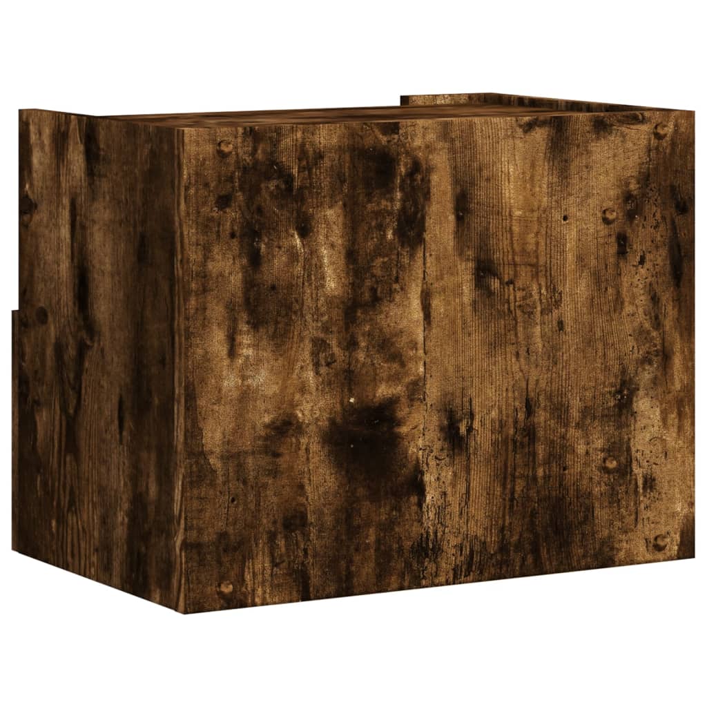 Veggmontert nattbord røkt eik 45x30x35 cm