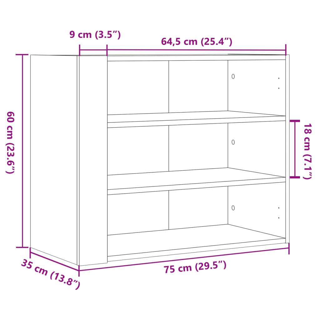 Veggskap svart 75x35x60 cm konstruert tre