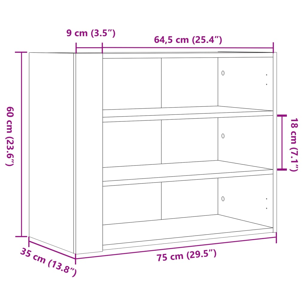 Veggskap røkt eik 75x35x60 cm konstruert tre