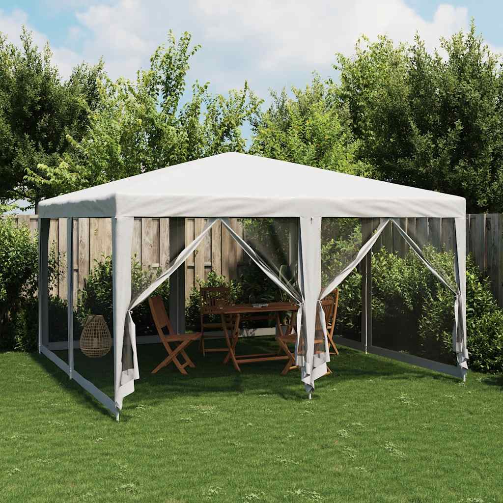 Festtelt med 8 sidevegger av netting hvit 4x4 m HDPE