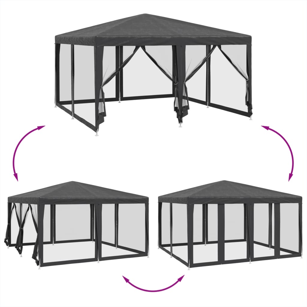 Festtelt med 8 sidevegger av netting antrasitt 4x4 m HDPE vidaXL