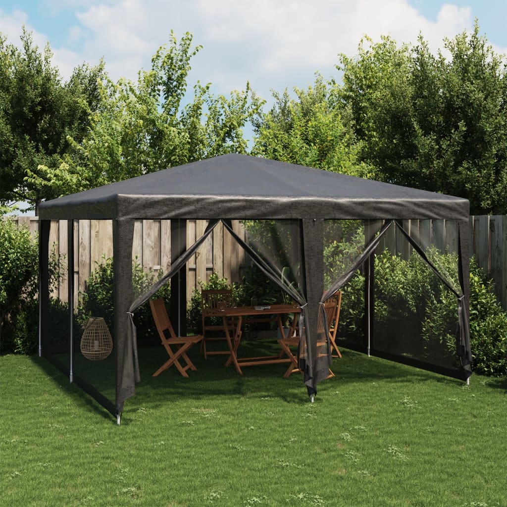 Festtelt med 8 sidevegger av netting antrasitt 4x4 m HDPE vidaXL