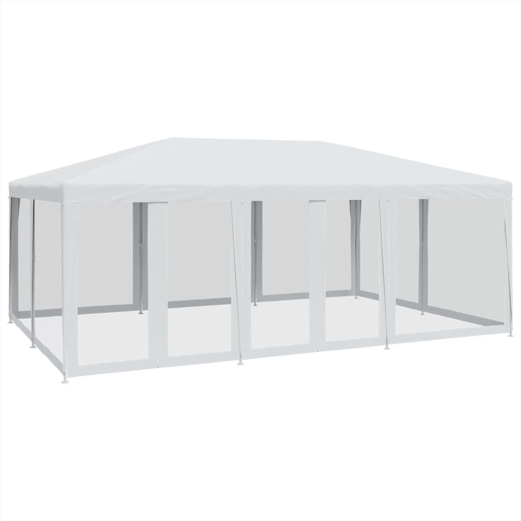 Festtelt med 10 sidevegger av netting hvit 6x4 m HDPE vidaXL