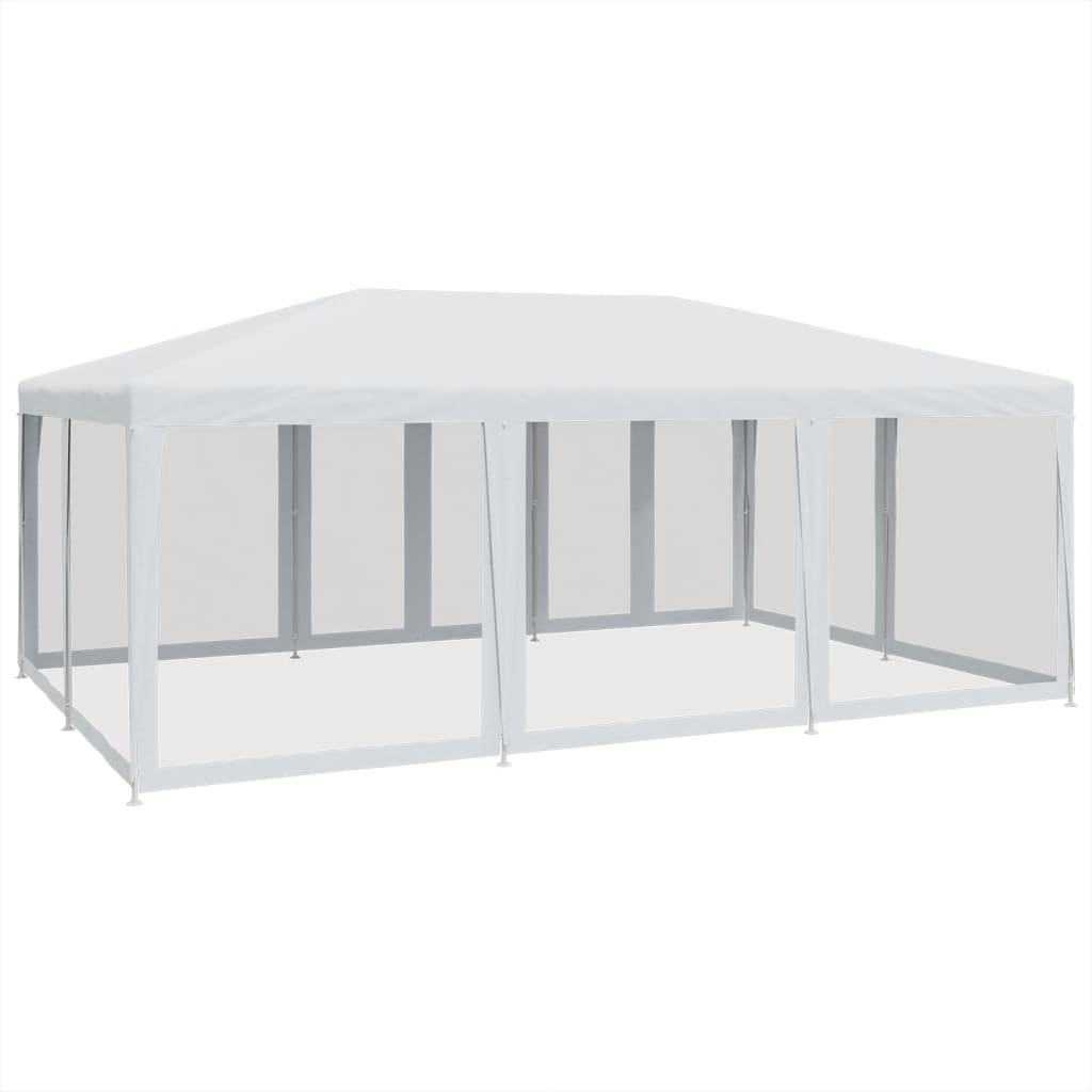 Festtelt med 10 sidevegger av netting hvit 6x4 m HDPE vidaXL