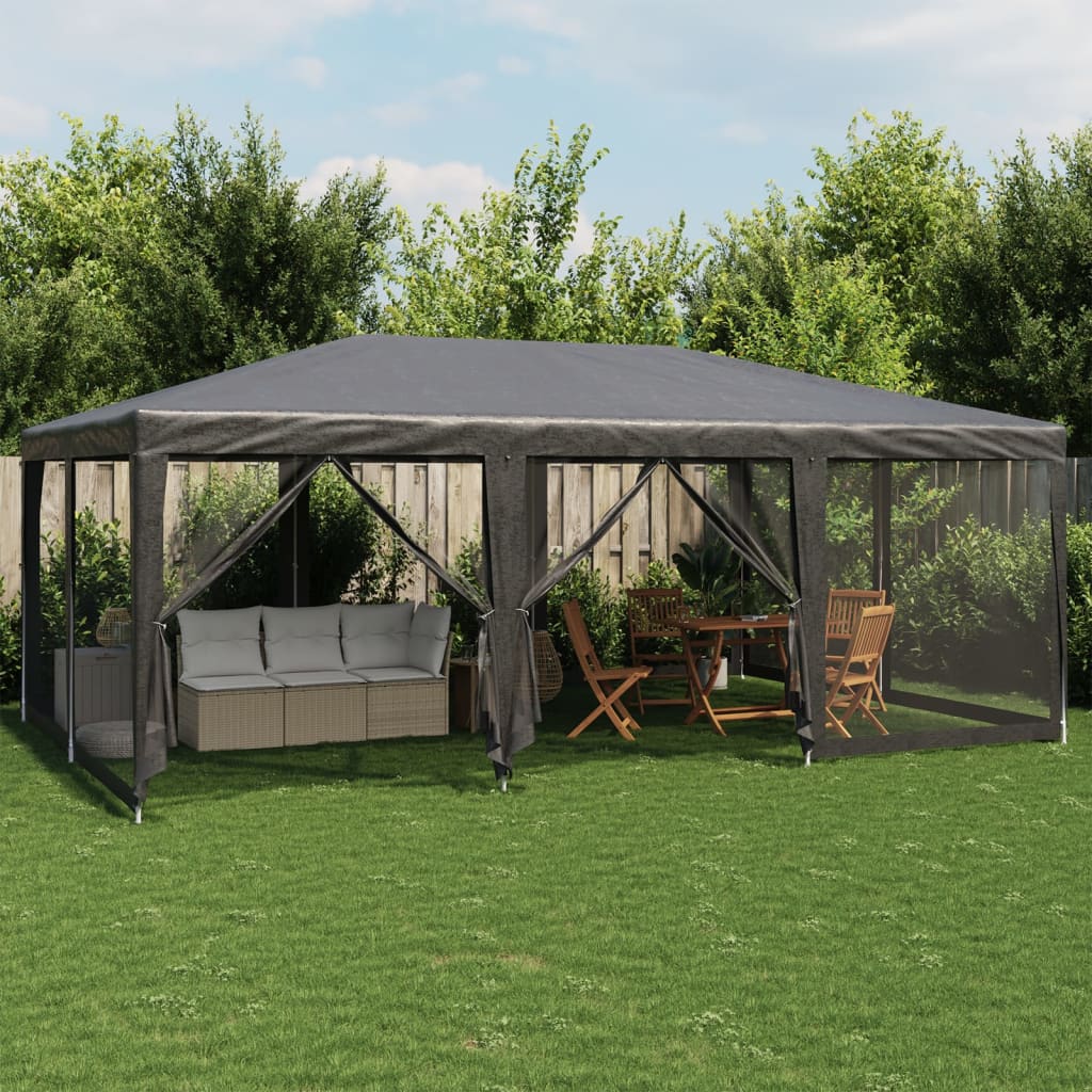Festtelt med 10 sidevegger av netting antrasitt 6x4 m HDPE vidaXL