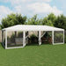 Festtelt med 12 sidevegger av netting hvit 8x4 m HDPE