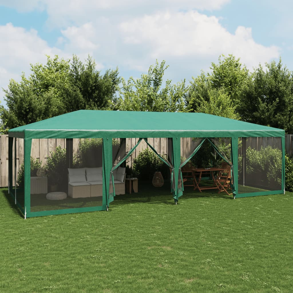 Festtelt med 12 sidevegger av netting grønn 8x4 m HDPE vidaXL