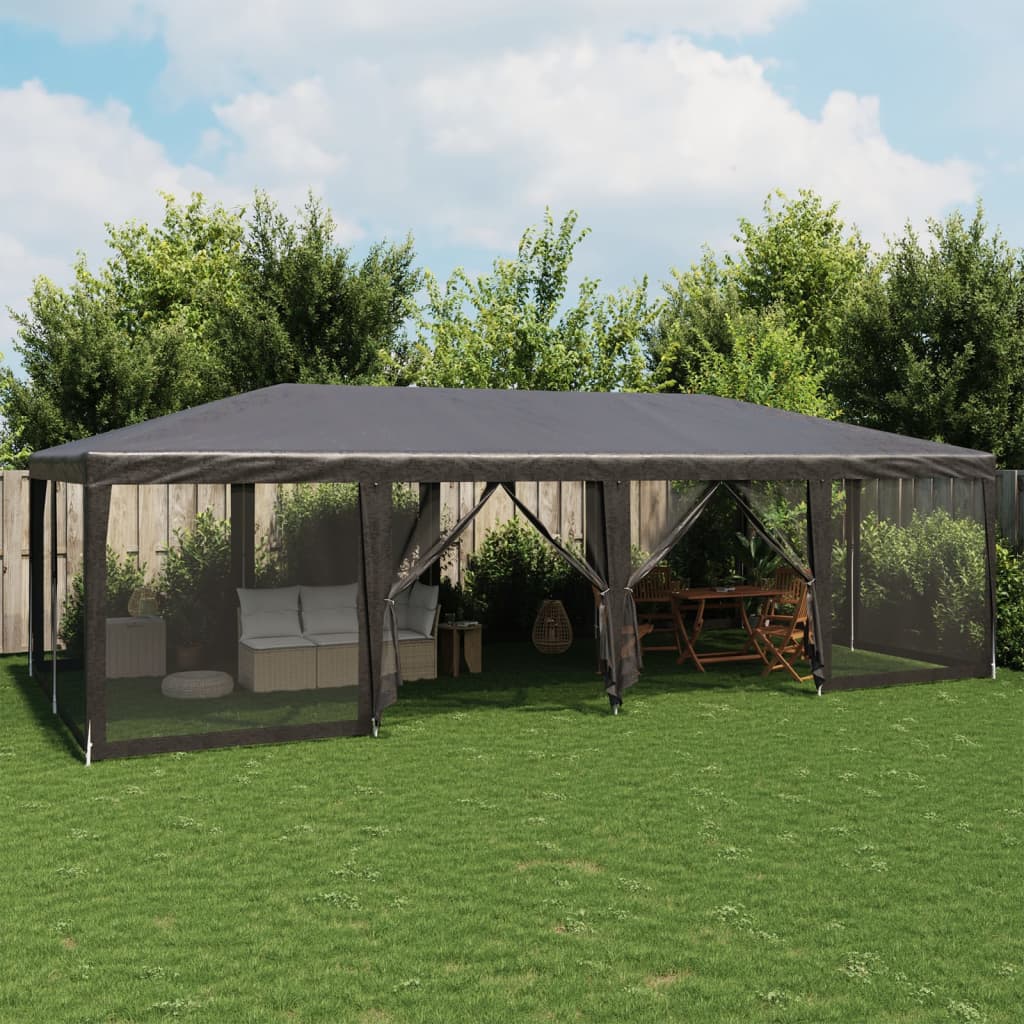 Festtelt med 12 sidevegger av netting antrasitt 8x4 m HDPE vidaXL