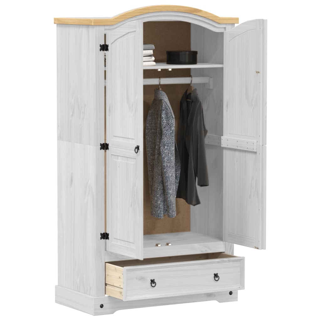 Garderobe Corona hvit 102x52x186 cm heltre furu