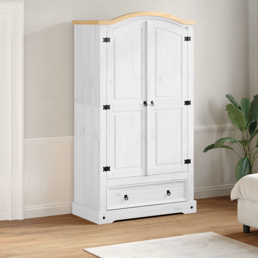 Garderobe Corona hvit 102x52x186 cm heltre furu