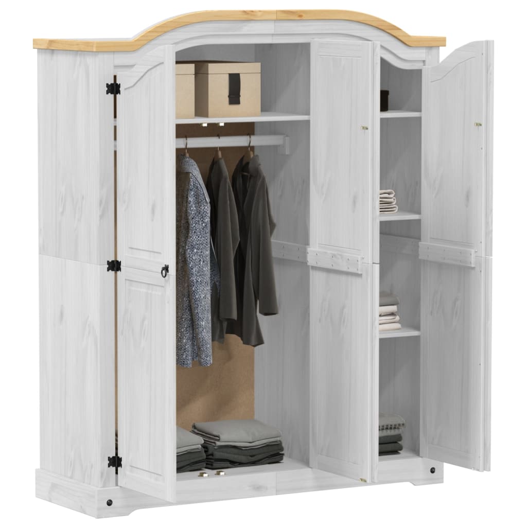 Garderobe Corona hvit 151,5x52x186 cm heltre furu vidaXL
