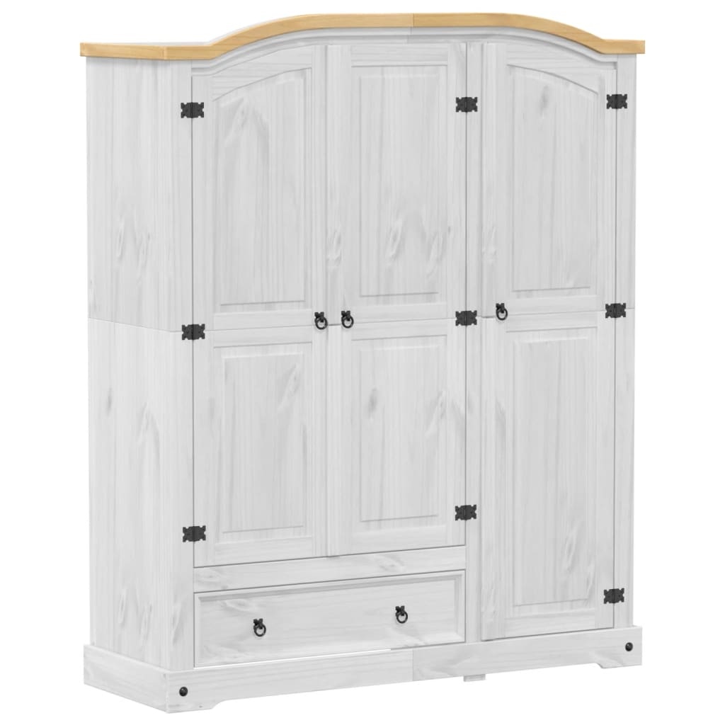 Garderobe Corona hvit 151,5x52x186 cm heltre furu vidaXL