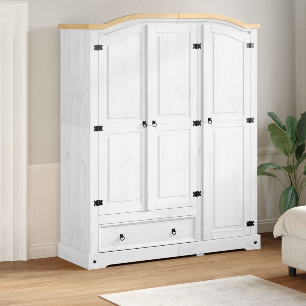 Garderobe Corona hvit 151,5x52x186 cm heltre furu vidaXL