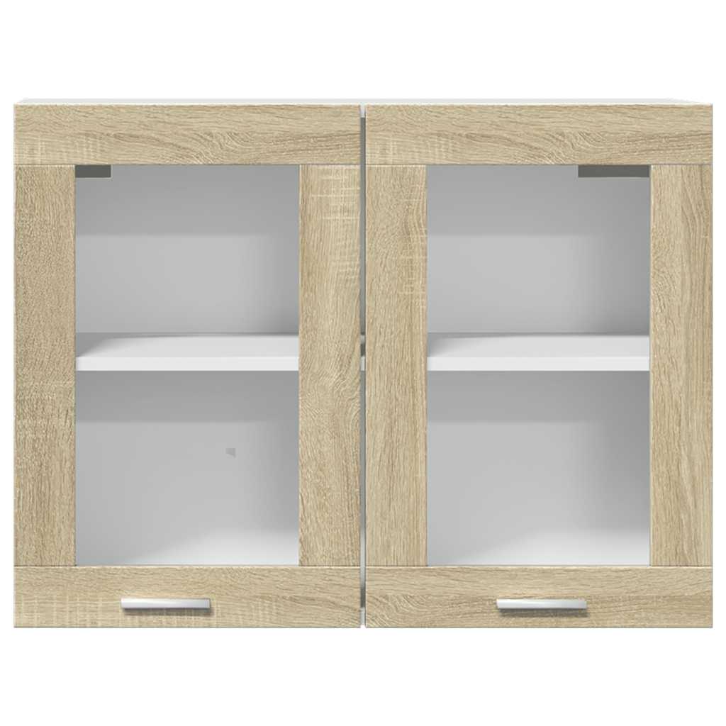Hengende skap "Lyon" glass sonoma eik 80x31x60 cm sponplate