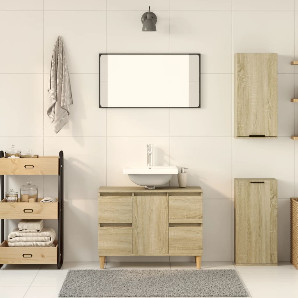 Vegghengt baderomsskap sonoma eik 32x20x67 cm