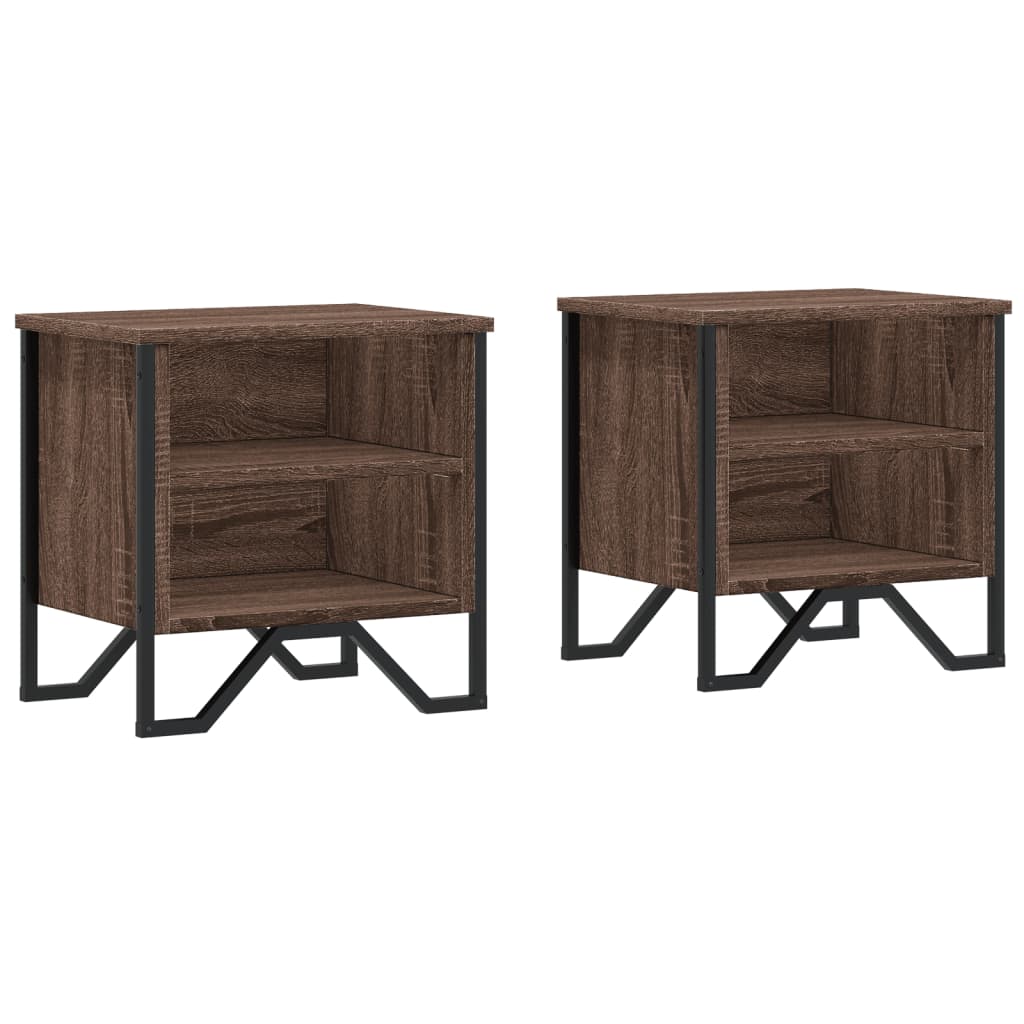 Nattbord brun eik 2 stk 40x30x40 cm konstruert tre