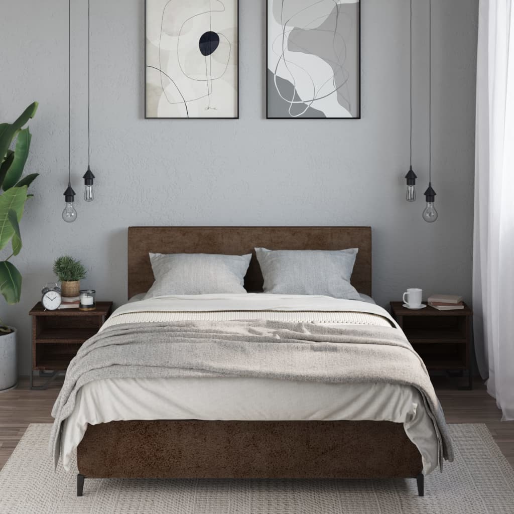 Nattbord brun eik 2 stk 40x30x40 cm konstruert tre