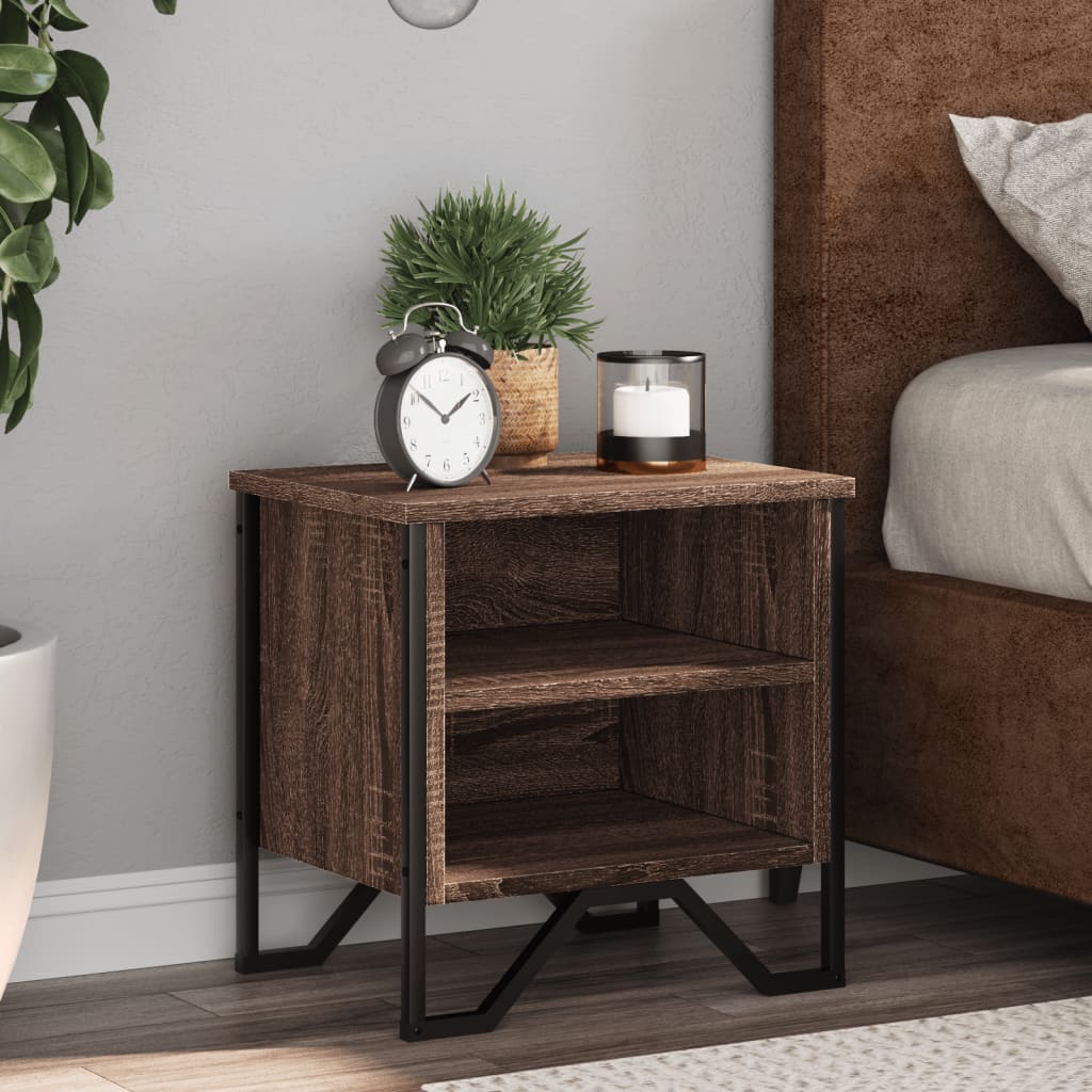 Nattbord brun eik 2 stk 40x30x40 cm konstruert tre