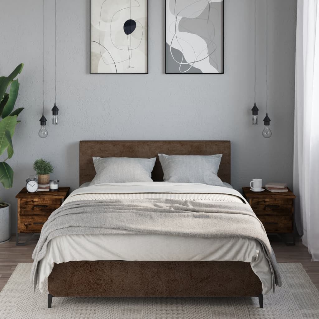 Nattbord 2 stk røkt eik 40x41x40 cm konstruert tre