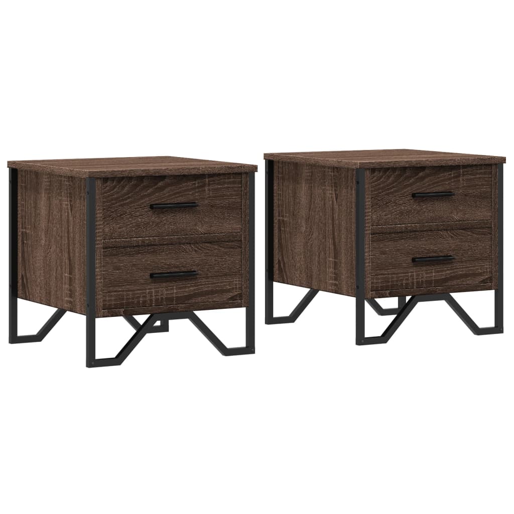 Nattbord 2 stk brun eik 40x41x40 cm konstruert tre
