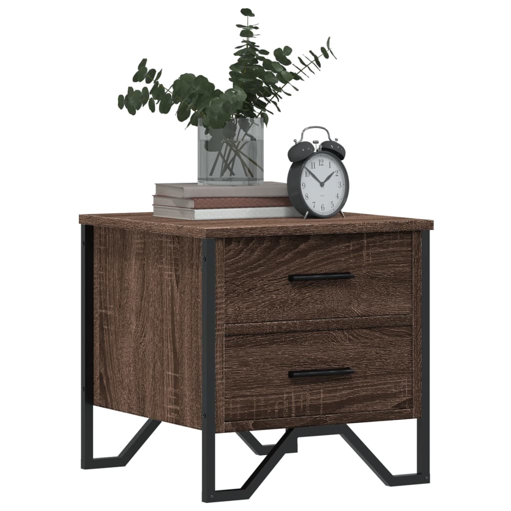 Nattbord 2 stk brun eik 40x41x40 cm konstruert tre