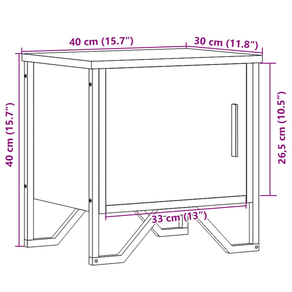 Nattbord svart 40x30x40 cm sponplate