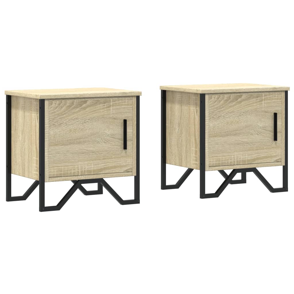 Nattbord 2 stk sonoma eik 40x30x40 cm sponplate