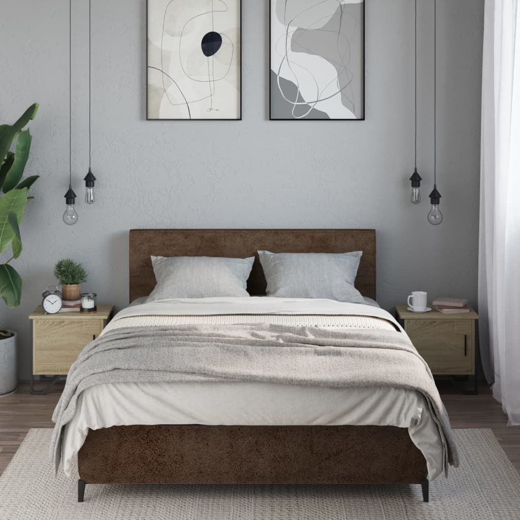 Nattbord 2 stk sonoma eik 40x30x40 cm sponplate