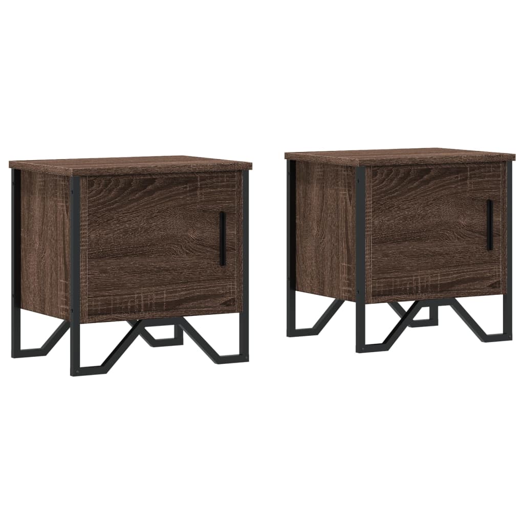Nattbord 2 stk brun eik 40x30x40 cm sponplate