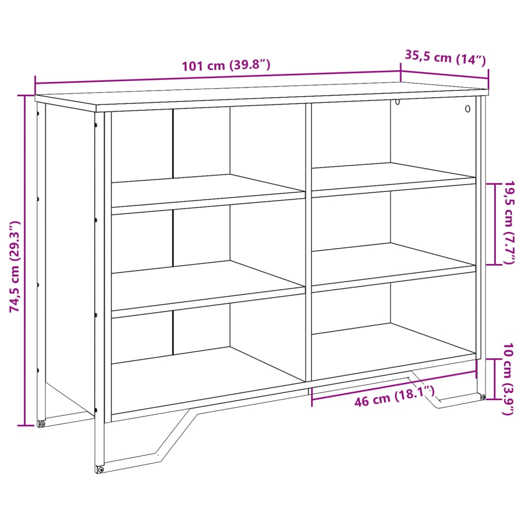 Skjenk svart 101x35,5x74,5 cm konstruert tre