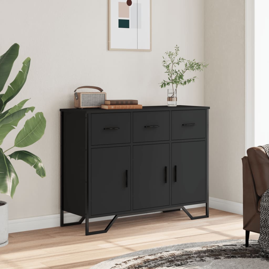 Skjenk svart 97x32,5x74,5 cm konstruert tre