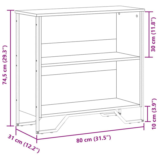 Bokhylle svart 80x31x74,5 cm konstruert tre