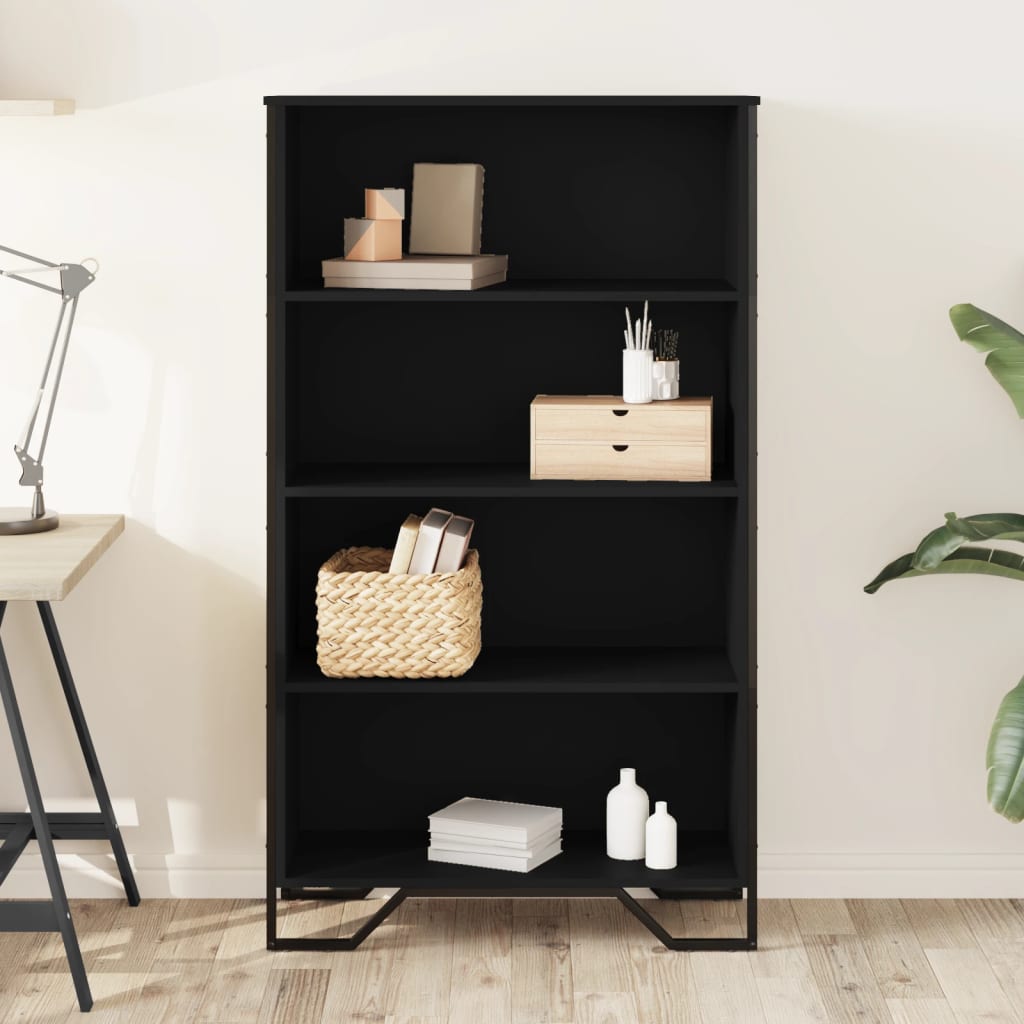 Bokhylle svart 80x31x137,5 cm konstruert tre
