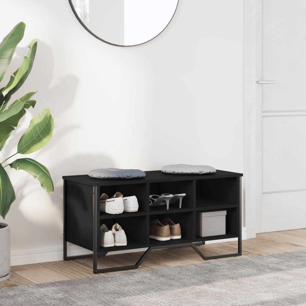 Skoskap svart 90x38x45,5 cm konstruert tre
